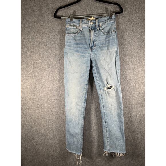 Madewell Jeans Women 24 Blue Medium Wash The PErfect Vintage Distressed Denim - Picture 1 of 10